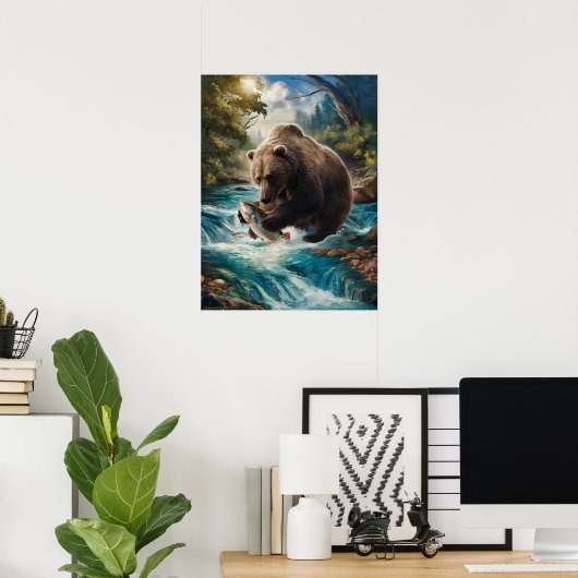 Der Bär mit dem goldenen Fisch Poster (Heimbüro)
