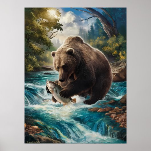 Der Bär mit dem goldenen Fisch Poster (Vorne)