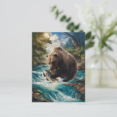 Der Bär mit dem goldenen Fisch Postkarte (Stehend Vorderseite)