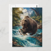 Der Bär mit dem goldenen Fisch Postkarte (Vorne/Hinten)