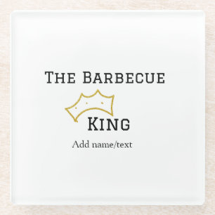 Der Barbecue-König krone Namenstext kocht am beste Glasuntersetzer