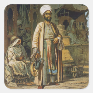 Der Barber aus "Souvenir of Kairo", 1862 (litho) Quadratischer Aufkleber