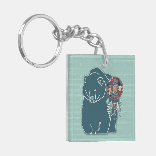 der Bärenleitfaden in Aquamarinen grünen Höhen Schlüsselanhänger (Vorderseite links)