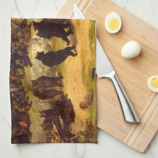 Der Bärentanz, 1870 von William Holbrook Beard Geschirrtuch (Viertel Falte)