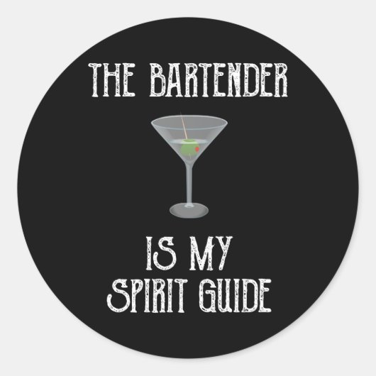 Der Barkeeper ist mein Spirit Guide Funny Cocktail Runder Aufkleber (Vorderseite)