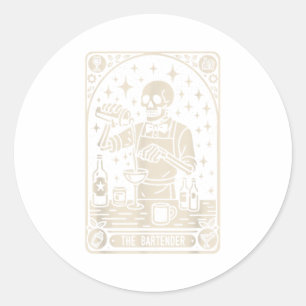 Der Barkeeper Tarot Card Halloween Mixologe Barm Runder Aufkleber