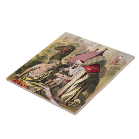 Der barmherzige Samariter, von einer Bibel Fliese (Seite)