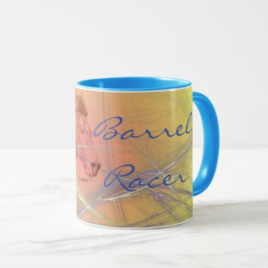 Der Barrel Racer (gelber orangefarbener Swirl) Tasse (VorderseiteRechts)