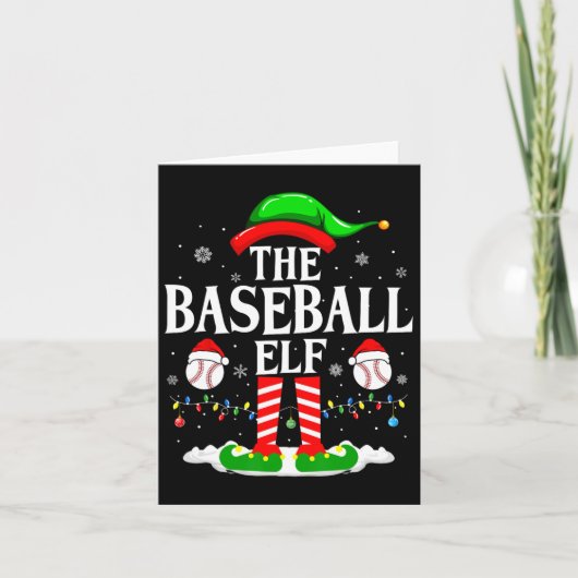 Der Baseball Elf Funny Matching Xmas Baseball Chri Karte (Vorderseite)