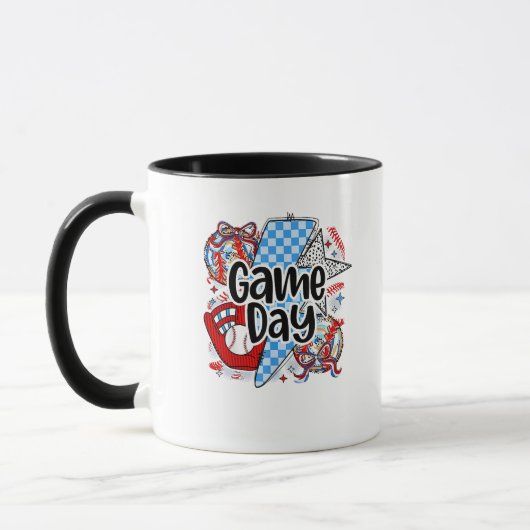 Der Baseball Game Day Retro Dies ist die Saison üb Tasse (Links)