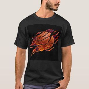 Der Basketball mit Flammen T-Shirt