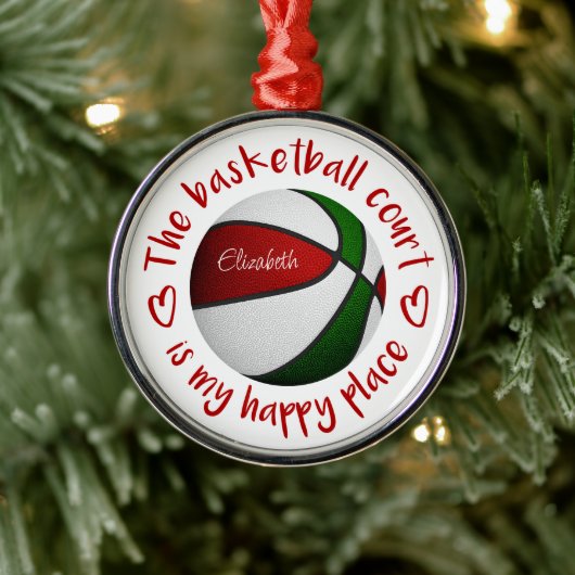 Der Basketballplatz ist mein glücklicher Ort Ornament Aus Metall (Baum)