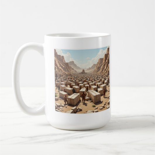 Der Bau der Pyramiden Kaffeetasse (Links)
