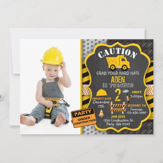 Der Bau-Einladungs-| Foto des Kipper-| Einladung (Vorderseite)