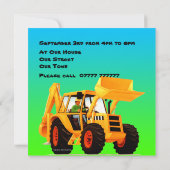 Der Bau-Party-Gelb-Gräber des Kindes Einladung (Rückseite)