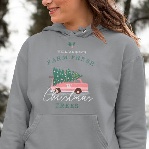 Der Bauernhof Frische Weihnachtsbaumen Pink Retro Hoodie
