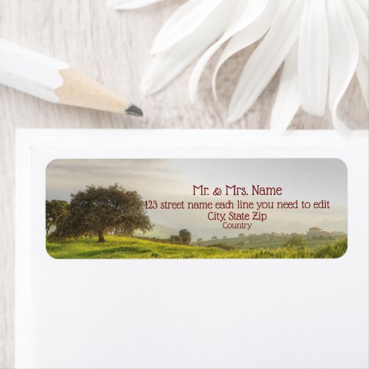 Der Baum auf dem Hill-Rücksendeadresse-Label (Insitu)