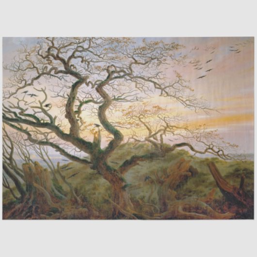 Der Baum der Krähen (von Caspar David Friedrich) Seidenpapier (Vorderseite)