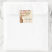 Der Baum der Liebe Save the Date Quadratischer Aufkleber (Tasche)