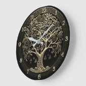 Der Baum des Lebens in Schwarz und Gold Große Wanduhr (Winkel)