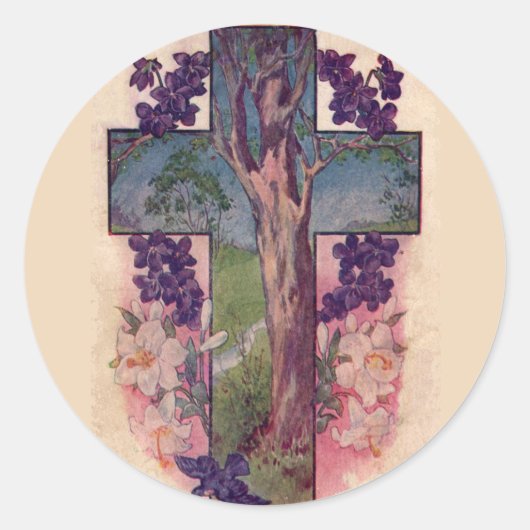 Der Baum des Lebens kreuzen Christliche Osteraufkl Runder Aufkleber (Vorderseite)