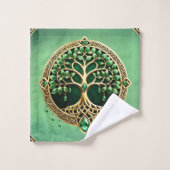 Der Baum des Lebens mit keltischen Knoten. Badhandtuch Set (Waschlappen)