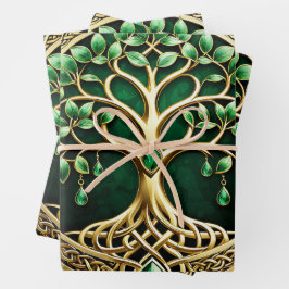 Der Baum des Lebens mit keltischen Knoten. Geschenkpapier Set