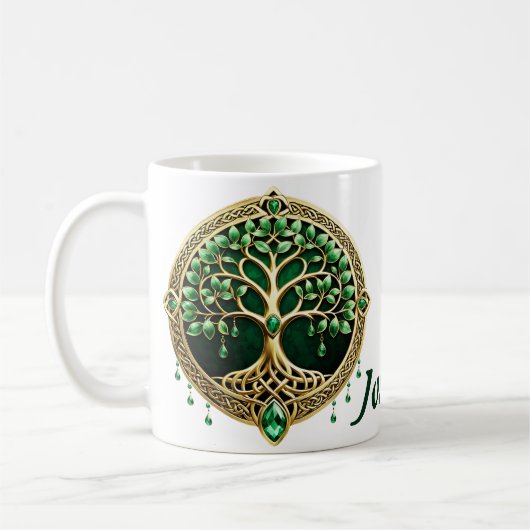 Der Baum des Lebens mit keltischen Knoten. Kaffeetasse (Links)