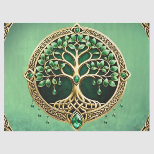 Der Baum des Lebens mit keltischen Knoten. Seidenpapier (Vorderseite)