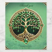 Der Baum des Lebens mit keltischen Knoten. Weinetikett (Einzelnes Label)