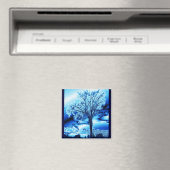 Der Baum im blauen Eismagnet Magnet (In Situ (Geschirrspüler))