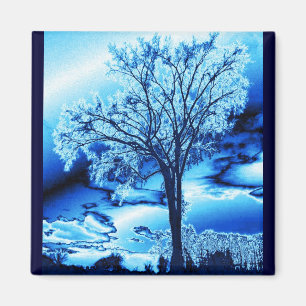 Der Baum im blauen Eismagnet Magnet