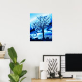 Der Baum im Eisblauen Poster (Heimbüro)