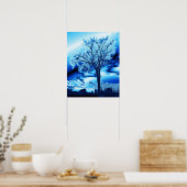 Der Baum im Eisblauen Poster (Küche)