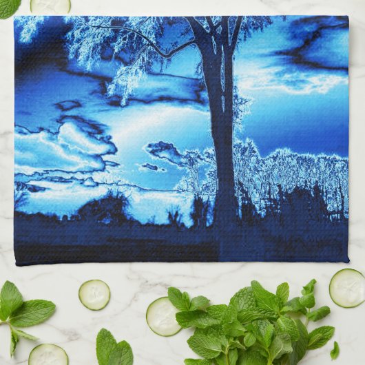 Der Baum in Blue Ice Küchentuch (Gefaltet)