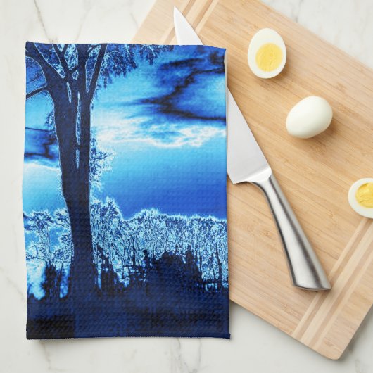 Der Baum in Blue Ice Küchentuch (Viertel Falte)
