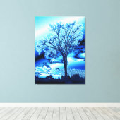 Der Baum in Eisblau auf der Leinwand (Insitu (Holzboden))
