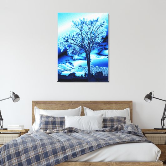 Der Baum in Eisblau auf der Leinwand (Insitu (Schlafzimmer))