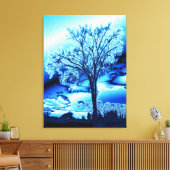 Der Baum in Eisblau auf der Leinwand (Insitu (Wohnzimmer))