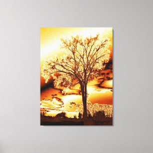 Der Baum in geschmolzenem Gold auf überzogenen Lei Leinwanddruck