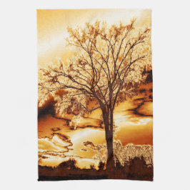 Der Baum in geschmolzenem Gold Küchentuch