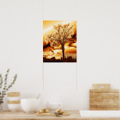 Der Baum in geschmolzenem Gold Poster (Küche)