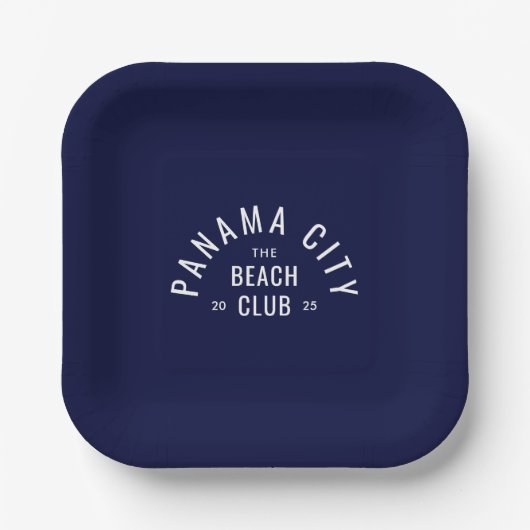 Der Beach Club Deep Blue Personalisiert Destinatio Pappteller (Vorderseite)