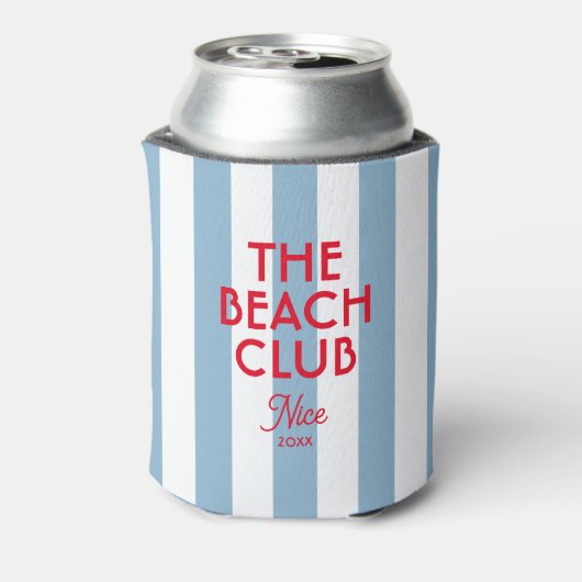 Der Beach Club Französisch Red Blue Cabana Strip Dosenkühler (Kanne Rückseite)