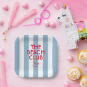 Der Beach Club Französisch Red Blue Cabana Strip Pappteller (Party)