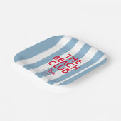 Der Beach Club Französisch Red Blue Cabana Strip Pappteller (Gewinkelt)