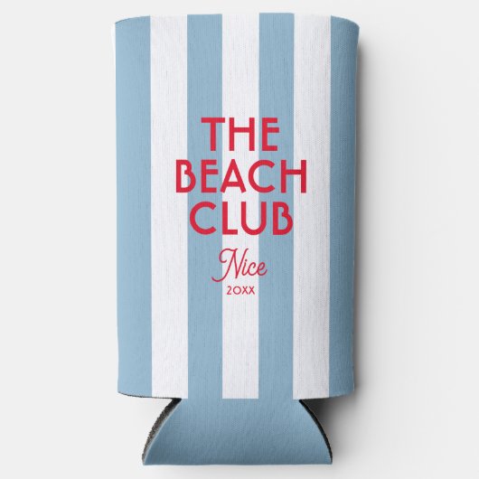 Der Beach Club Französisch Red Blue Cabana Strip Selters Dosenkühler (Vorderseite)
