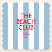 Der Beach Club Französisch Red Blue Cabana Strip Untersetzer (Vorderseite)