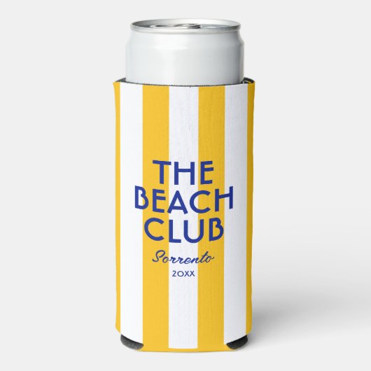 Der Beach Club Sorrento Yellow Cabana Strip Selters Dosenkühler (Seltzer Rückseite)