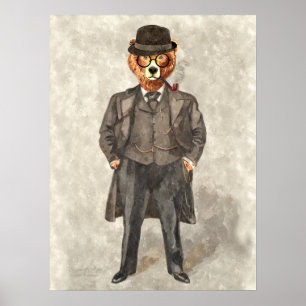Der BEARister ein lustiger Bär im Anzug Poster